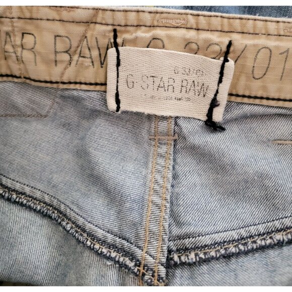 Vintage G-Star Raw 3301 Blue Denim Straight Leg Distressed Jeans Sz 28x32 - Picture 9 of 11